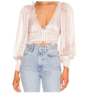 For Love And Lemons Natalie Pink Floral Blouse